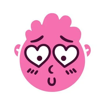 Round abstract face with falling in love emotions. Embarrassed emoji avatar. Stock Illustration