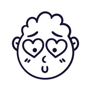 Round abstract face with falling in love emotions. Embarrassed emoji avatar. Stock Illustration