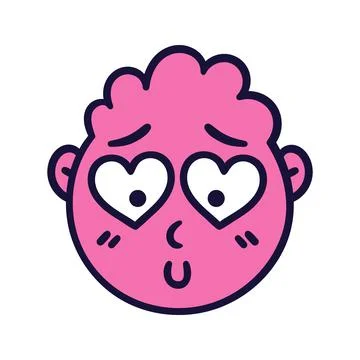Round abstract face with falling in love emotions. Embarrassed emoji avatar. Stock Illustration