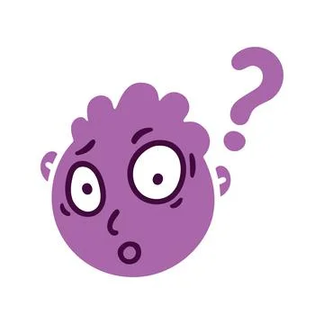 Round abstract face with questioning emotion. Surprised emoji avatar. Illustrazione stock