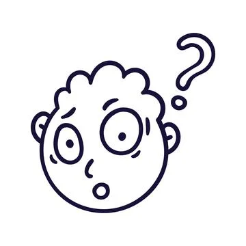 Round abstract face with questioning emotion. Surprised emoji avatar. Stock Illustration