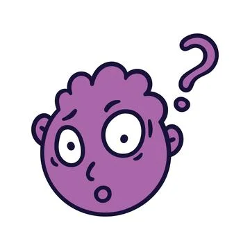 Round abstract face with questioning emotion. Surprised emoji avatar. Stock Illustration
