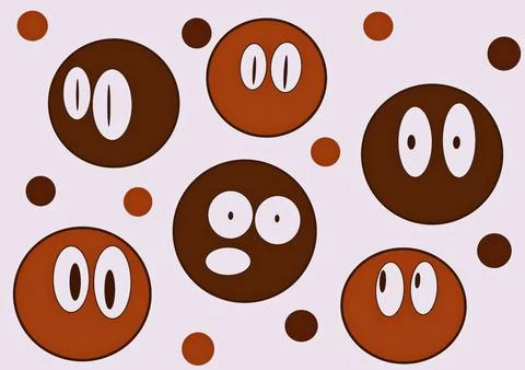 Round abstract faces with different emotions. drawing styles. Hand drawing Stock Illustration