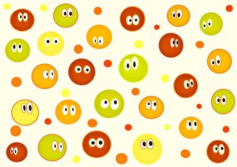 Round abstract faces with different emotions. drawing styles. Hand drawing Stock Illustration