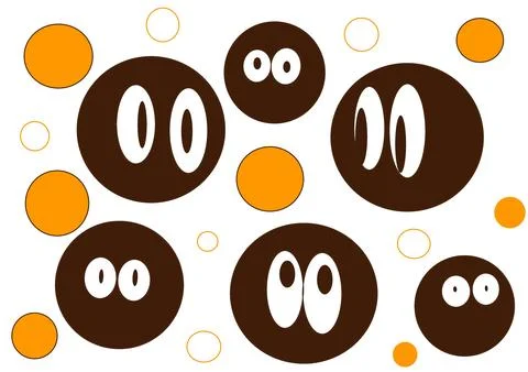 Round abstract faces with different emotions. drawing styles. Hand drawing Stock Illustration