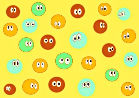 Round abstract faces with different emotions. drawing styles. Hand drawing Stock Illustration