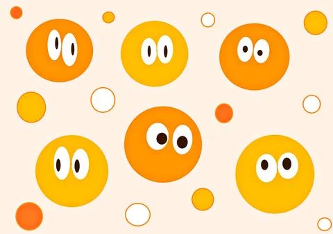 Round abstract faces with different emotions, emoji, smiles, drawing styles Stock Illustration