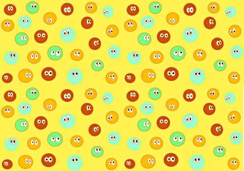 Round abstract faces with different emotions. drawing styles. Hand drawing Stock Illustration
