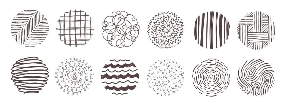 Round abstract hand drawn pattern Vector イラスト素材