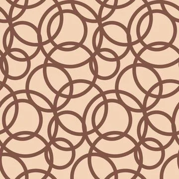 Round abstract seamless pattern, beige brown art background for textile decor Illustrazione stock