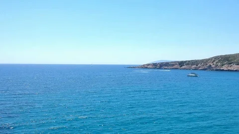Round aerial view of ships on beautiful blue sea Stock Footage 113290953
