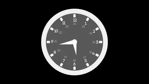Round analog wall clock with hands and numbers animation Vidéo 337178680