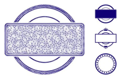 Round and Rectangle Frame Polygonal Web Vector Mesh Illustration Stock Illustration