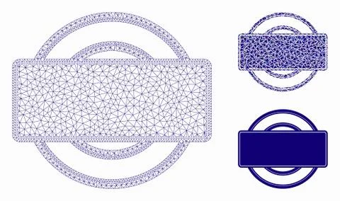 Round and Rectangle Frame Vector Mesh Wire Frame Model and Triangle Mosaic Icon Illustrazione stock