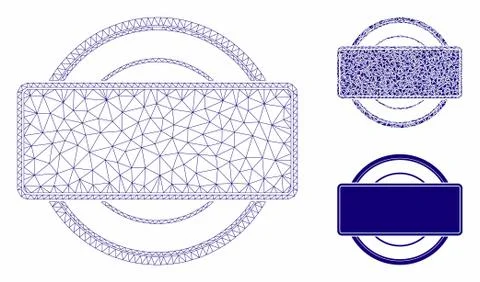 Round and Rectangle Frame Vector Mesh 2D Model and Triangle Mosaic Icon イラスト素材