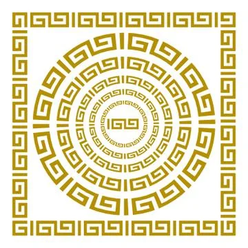 Round and rectangular classical roman or greek frame vector Stock Illustration