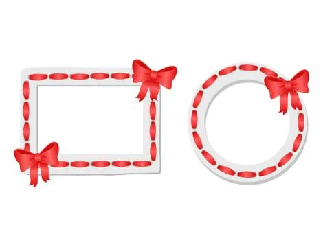 Round and Rectangular Frames with Red Tape and Bow Stock Illustration