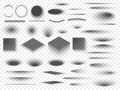 Round and square isolated floor transparent shadows. Dark oval shadow and c.. Stock Illustration