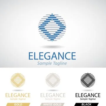 Round and Square Logo Icon with Striped Pattern Stock Illustration