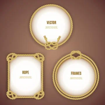 Round And Square Rope Frames 스톡 일러스트