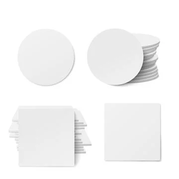Round and square table coasters isolated on white background, vector Stock Illustration