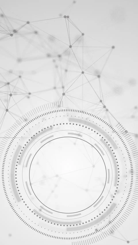Round animated HUD element on a white background with plexus lines and dots. Stock Footage 303924067