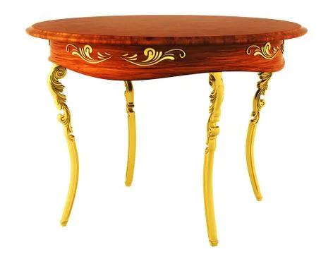 Round antique table isolated over white 3d Stock Illustration