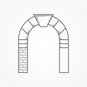 Round arch flat line vector icon Stock Illustration