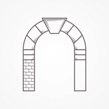 Round arch flat line vector icon Flat line vintage design abstract vector ... Fotos de archivo