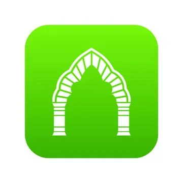 Round arch icon green vector Stock Illustration