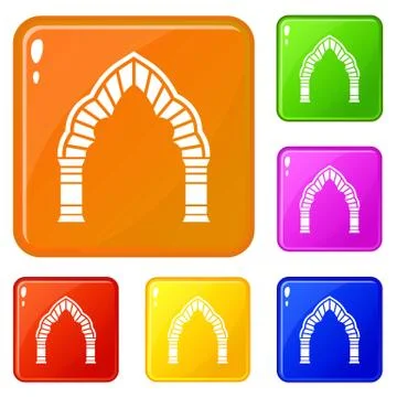Round arch icons set vector color Stock Illustration
