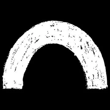 Round arch shape, half of ring white chalk painting on black background, paper Stock Illustration