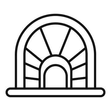 Round arch window with radial bars providing ventilation and light Ilustración de archivo