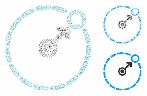 Round Area Border Vector Mesh Network Model and Triangle Mosaic Icon 스톡 일러스트