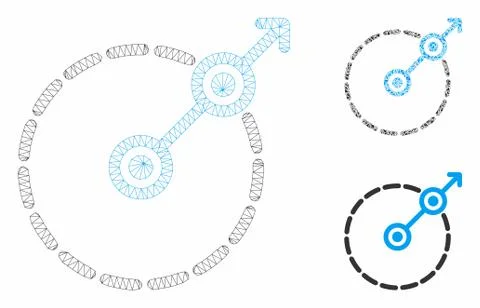 Round Area Exit Vector Mesh Network Model and Triangle Mosaic Icon Stock Illustration
