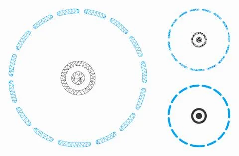 Round Area Vector Mesh Carcass Model and Triangle Mosaic Icon Illustrazione stock