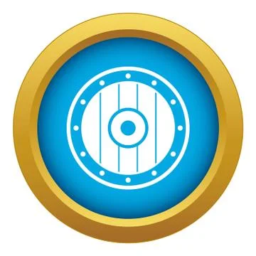 Round army shield icon blue vector isolated Illustration