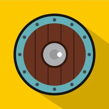 Round army shield icon, flat style Illustration