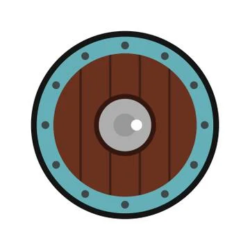 Round army shield icon, flat style Illustration