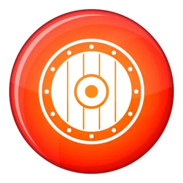 Round army shield icon, flat style Illustration