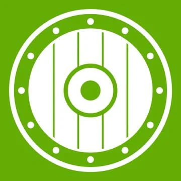 Round army shield icon green Illustration