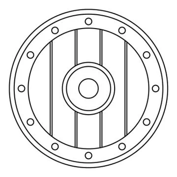 Round army shield icon, outline style Illustration