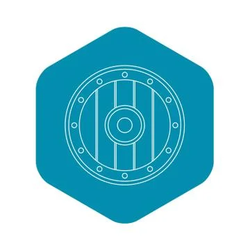 Round army shield icon, outline style Illustration