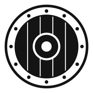 Round army shield icon, simple style Illustration