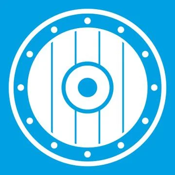 Round army shield icon white Illustration