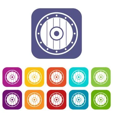 Round army shield icons set Illustration