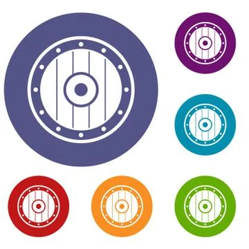 Round army shield icons set Illustration