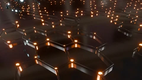 Round atome like structure spins over 3d molecules and graphite plane Stockbeeldmateriaal 270304290