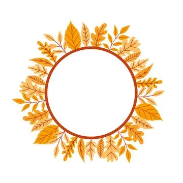Round autumn frame with falling leaves Stock Illustration