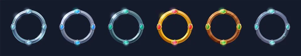 Round avatars frames for game, ui textured borders イラスト素材